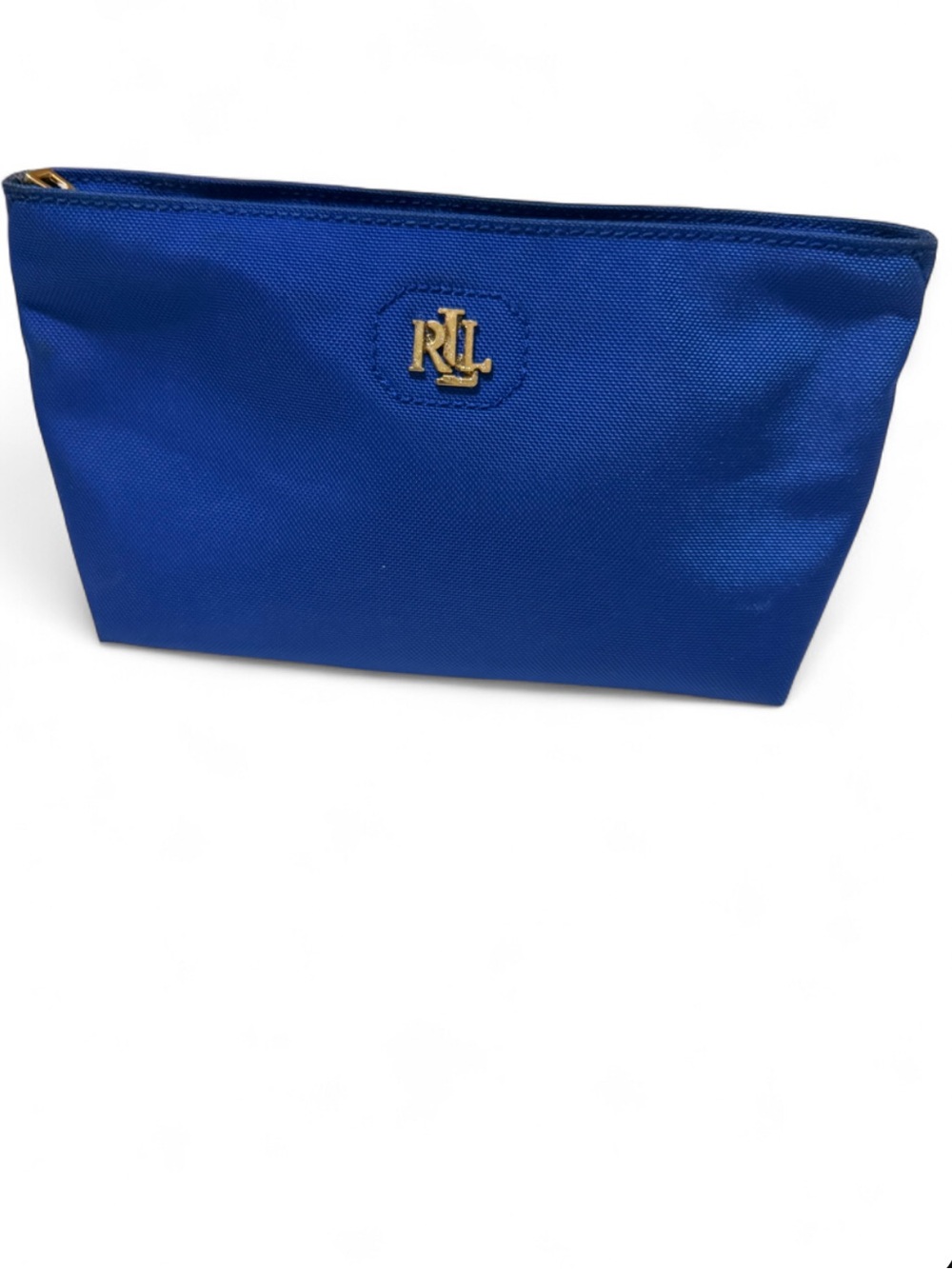 Ralph Lauren Royal Blue RLL Logo Cosmetic Pouch with Gold Emblem